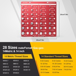 28 Thread Checker, Nut and Bolt Thread Checker, Bolt Size and Thread Gauge Identifier, Thread Pitch Gauge Standard Inch and Centimeter Ruler