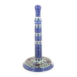 Blue Rose Polish Pottery Rooster Row Paper Towel Holder