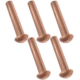 AERZETIX - C48034 - Set of 5 Copper Rivets - Copper Rivets Ø4x20mm with Half Round Head - Half Round Rivets - Half Round Head Rivets - Full Rivet - DIN 660 - Assembly of Metal Parts