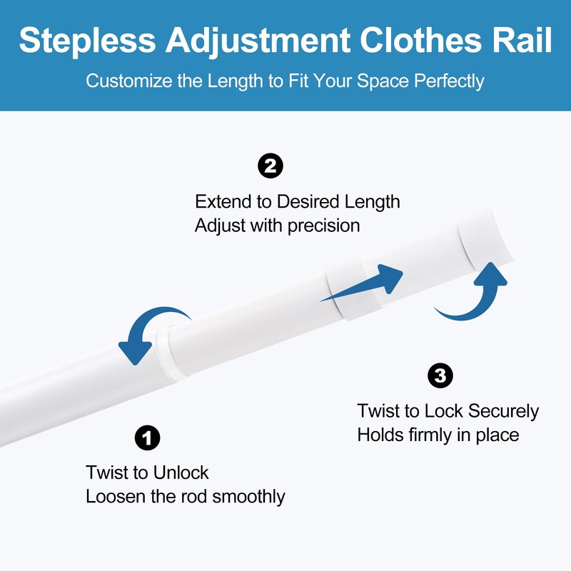WARDENIX Adjustable Closet Rod for Hanging Clothes, 17-28inch Heavy Duty