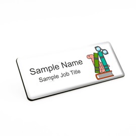 Badgemaster Book Club Library Premium Durable Shop Store Name Badge 76 x 32mm White/Black