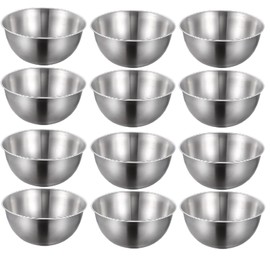 Honeydak 12 Pcs 304 Stainless Steel Mixing Bowls with Graduations, 31 oz Salad Bowls Metal Serving Reusable Baking Food Storage Containers for Baking, Cooking, Making Salads, Soups, Ice Cream, Noodles