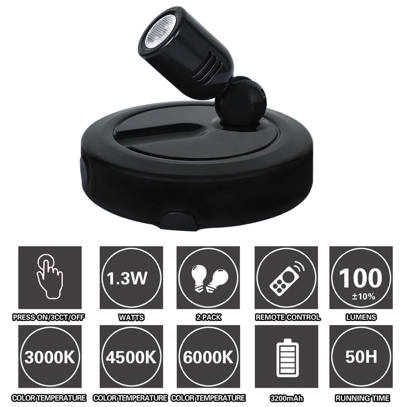 BERGUSTCH Rechargeable Spotlight Indoor, Battery Operated Picture Light with Remote,