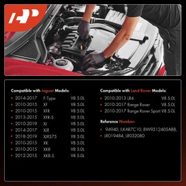 A-Premium Iridium Platinum Spark Plugs Compatible With Land Rover Range Rover 2010-2017, Sport 2010-2017, LR4 2010-2013 & Jaguar XF, XJ, F-Type, XK, XFR, XFR-S, XJR, XJR575, XKR - Pack of 8