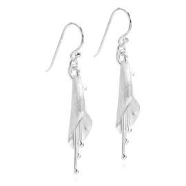 AeraVida Captivating Flower Pod Calla Lily Floral .925 Sterling Silver Dangle Earrings | Stylish Sterling Silver Dangle Earring for Women | Jewelry Gift, Metal, No Gemstone
