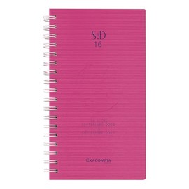 Exacompta - 164475E Pocket Diary SAD 16W Linicolor - 9 x 16 cm - Weekly Planner 16 Months - September 2023 to December 2024 - Colour: Pink