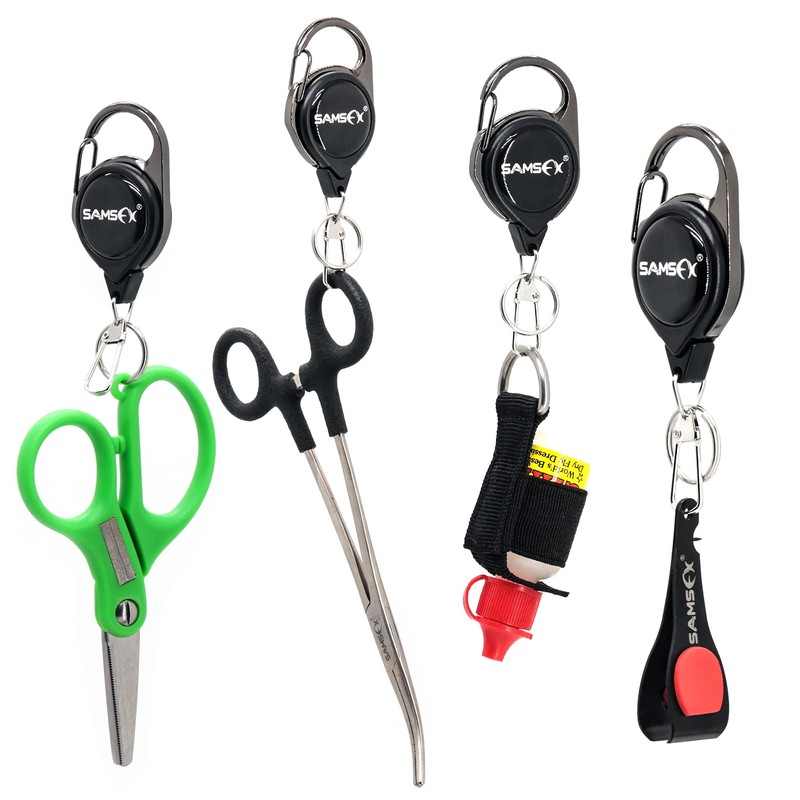 SAMSFX Fly Fishing Zinger Retractor for Gear Tools Holder 3PCS