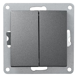 McPower Flair Series Switch, 2-Way, 250 V~/10 A, Flush-Mounted Light Switch, Screw Connection, Double Switch, Elegant Design for Modern and Timeless Interior Styles, Dark Grey Anthracite Matt