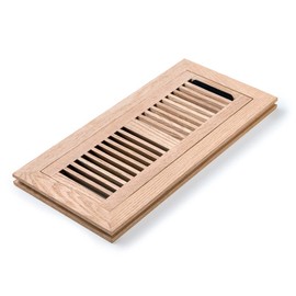 White Oak Hardwood Flush Mount Floor Register, 4X12 Inch, with Damper, High Output Air Flow, Unfinished