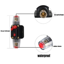 Automatic Fuse Holder, Inline Car Circuit Breaker 12V-24V DC, Manual Reset Switch for Car Audio Solar Inverter System Protection (30A)