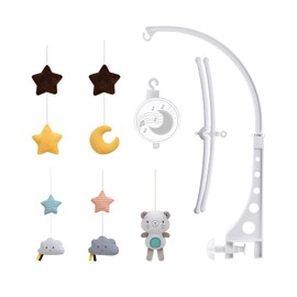 Baby Musical Crib Mobile, Nursery Mobile with Hanging Rotating Plush Toys, Infant Bed Decoration for Newborn Boys Girls, Bear