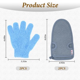 TICKLELY 2 Pairs of Body Exfoliating Gloves - Hammam Glove Exfoliating Gloves for Body and Face, Glove Exfoliating Gloves, for Hammam, Sauna, Shower (Two Styles)