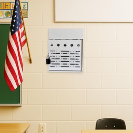 8-Device Tablet Charging Station, Lockable Steel Case Fits 14" Chromebooks, iPads, Laptops & Tablets, Secure Storage with 2 Keys, Ideal for Classrooms, Offices & Hospitals, White