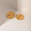 Gold Coin Earrings for Women Men Big Disc Round Button