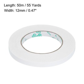 sourcing map Double Sided Tape 1/2 Inch x 55 Yards for Arts, Crafts, Photography, Scrapbooking, Tear-by-Hand, Paper Backing, Pack of 2