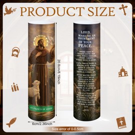 Anglechic Religious St Francis of Assisi LED Candle Gift Catholic St Francis Flameless Prayer Candle Gift for Devotional Prayer Home Church Baptism First Communion Decoration, Battery Not Included