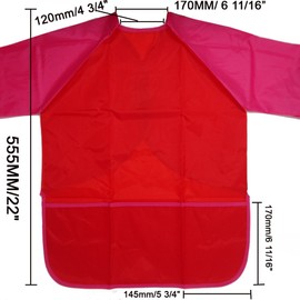 Honbay Kids Waterproof Long-Sleeved Smock Apron Bib for Eating Painting Kitchen Classroom, Community Event, Crafts & Art Painting Activity 5-8Year (Red)