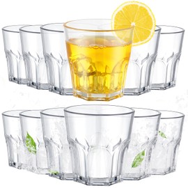 Meanplan Set of 24 Acrylic Drinking Glasses Reusable Water Drinking Cups Stackable Shatterproof Unbreakable Drinking Tumblers Water Glasses for Juice Beverages Drinks Coffee (Clear, 4.7oz)