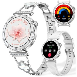 Smart Watch for Women, 1.19" AMOLED HD Screen Women's Smartwatch, Fitness Tracker with Heart Rate/Sleep Monitor, Bluetooth Call, IP67 Waterproof, Compatible with iOS & Android (Elegant Silver RT-i222)
