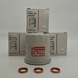 3 NEW Genuine OEM 15208-65F0E Engine Oil Filter and 3 Genuine OEM 11026-JA00A Drain Plug Gasket for Nissan Infiniti - Rogue Frontier Pathfinder Quest Murano Titan Sentra
