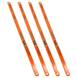Pack of 4 Metal Saw Blade, 300 mm, 24 tpi Bi-Metal Saw Blade, High-Performance Universal Handsaw Blades Made of Alloy Steel for Wood, Metal, Plastics (Orange)