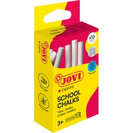 Jovi Tafelkreide Classcolor, staubarm, sehr gute Farbabgabe, leicht abwischbar, Durchmesser 0,9 cm, 10 Stück in weiß in einer Schachtel