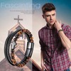 Cupimatch Cross Men's Leather Bracelet: Multilayer Braided Leather Bracelet Stainless