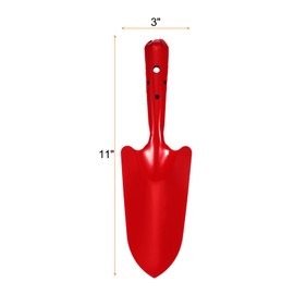 HARFINGTON 2pcs Mini Colorful Metal Hand Shovel 11" x 3" Digging Trowel Set Transplanting Garden Tools for Flower Soil Digging Planting Weeding Transplanting Garden, Red