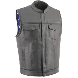 Milwaukee Leather Men's Classic Club Style Motorcycle Bikers Premium Leather Vest | MLM - Large