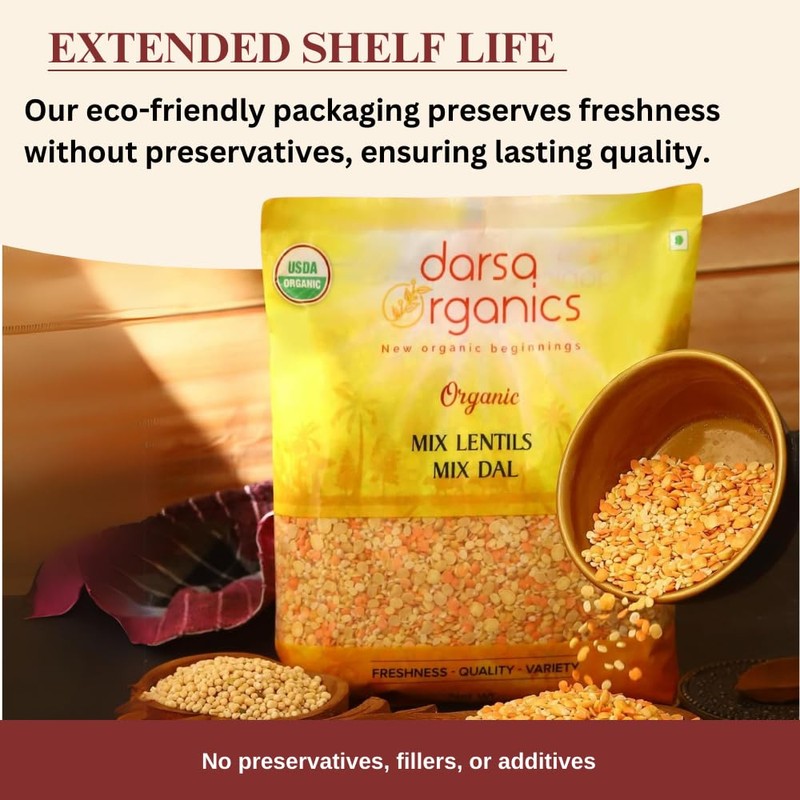 Darsa Organics Mix Lentils 2 lb | Indian Panchmel Dal