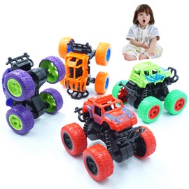 4 Pack Monster Truck Toys - Friction Powered Toy Cars Push and Go Vehicles for Kids Best Christmas Birthday Party for Boys Aged 3 and Above
