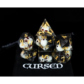 These Dice are Cursed - Premium Sharp Edge Resin Edition | Sir GameAlot Set of 7 Unlucky Resin Polyhedral Dice for Your Gaming Enemies (Cursed Sharp Edge Resin)