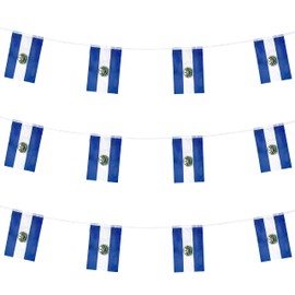 ZXvZYT Salvador Salvadorans Flag Banner String,Small Mini El Salvador Pennant flags,For Grand Opening,National Sports Events,Party Festival Decorations(50 Feet 38 Flags)