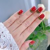 Handmade Press-On Nails with Hand-Painted Strawberry Design in Short Square