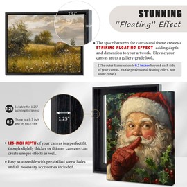 Floater Frame for 1.25 thick Canvas, Available in 25+ size and 4 Color, Wood-Look Floating Frame for Finished Canvas Artist Panel Oil Painting Wall Art Décor (Black Frame, 12"x32")