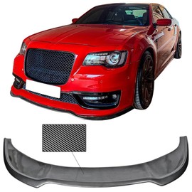 IKON MOTORSPORTS, Front Bumper Lip Compatible with 2015-2023 Chrysler 300, Carbon Fiber Print Look CFL PP Front Lip Chin Spoiler Splitters, 2016 2017 2018 2019 2020