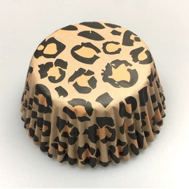 Moldes de papel para magdalenas, diseño de leopardo, 100 unidades, tamaño estándar de 5 x 3 cm