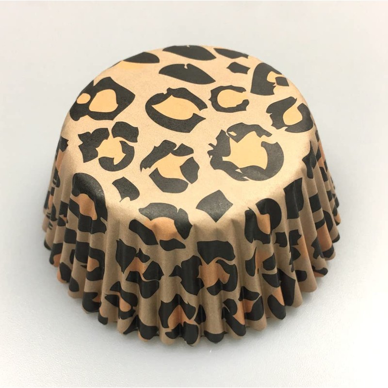 Moldes de papel para magdalenas, diseño de leopardo, 100 unidades,