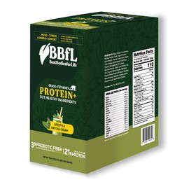 BBfL Grass-Fed Whey Protein Shake – 21g rBGH-Free Protein, Matcha + Apple Cider Vinegar, Prebiotics, Digestive Enzymes, Adaptogens for Stress & Mood Support – All-in-One Shake (10 Servings, Matcha Cream)