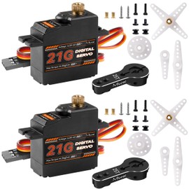 Miuzei 21G Micro Servo Motor Metal Geared Mini Digital Servo Kit with 25T Horn for 1/14 1/16 1/18 RC Car Robot Helicopte (2)