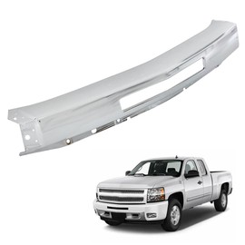 munirater Front Bumper Impact Face Bar Chrome Steel with Center Air Intake Hole Replacement for 2007-2013 Silverado 1500 2500 3500 GM1002831 15941850