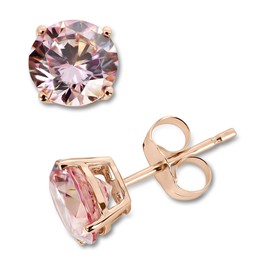 Oro Leoni 14K Rose Gold Pink Cubic Zirconia 7mm Stud Earrings