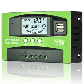 driver de carga solar MPPT de 30 A, regulador de panel solar de seguimiento automático de 12 V/24 V con visualización LCD, puerto USB doble, modos de control de carga, ajuste de temporizador, apto