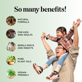 Natural Bug Repellent Spray for Body - DEET Free Bug Spray for Kids & Adults for Ticks Mosquitoes & Insects - Made with Citronella Rosemary & Lemongrass - Light Scent Vegan & Cruelty Free (4 Fl Oz)