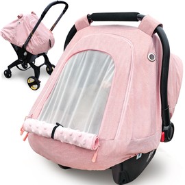 Baby Car Seat Cover for Babies,Waterproof Baby Car Seat Cover for Girls,Infant Car Seat Cover Canopy for Girls,Windproof Car Seat Canopy for Girls, Keeps Babies Warm and Cozy (Pink)