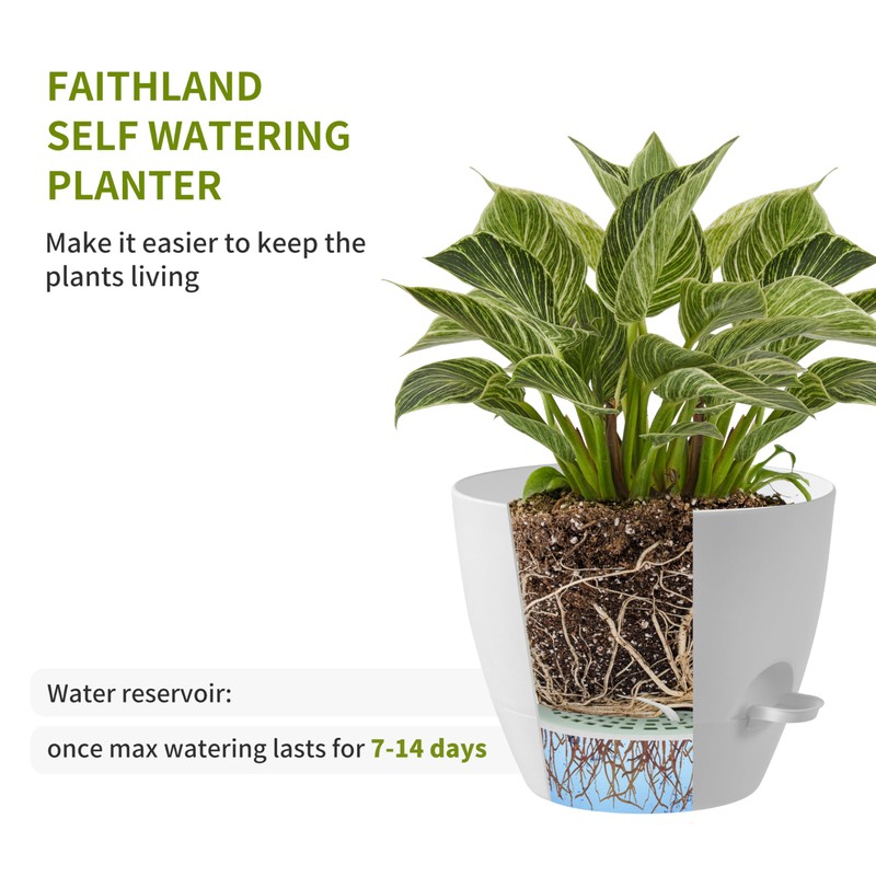 FaithLand 3-Pack Large Planter Pots, 12 10 9 Inch Self