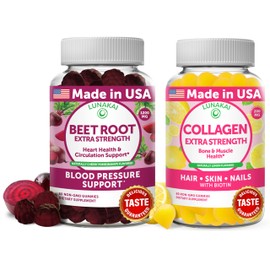 Lunakai Lunakai Beet Root and Collagen Gummies Bundle 200mg Hydrolyzed Collagen Gummies for Women and Men with Biotin, Zinc, Vitamin C and E - Non-GMO Anti Aging