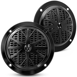 Pyle bocinas marinas dobles de 4 pulgadas. sistema de sonido estéreo para exteriores resistente al agua. Diseño de perfil bajo. 1 par, negro