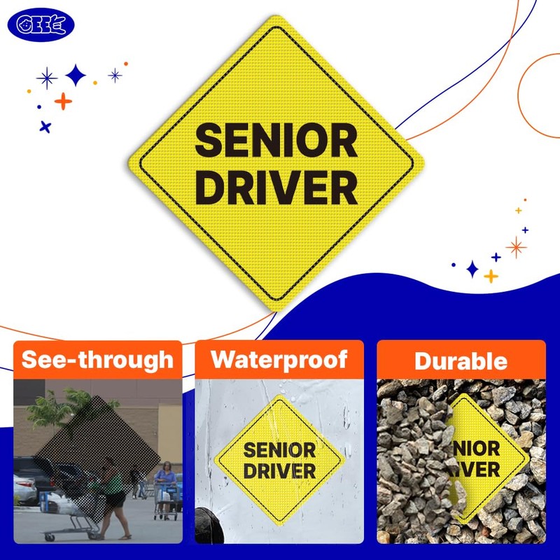 GEEKBEAR Senior Driver Car Sign - Sticker or Magnet &