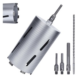 6 inch Diamond Dry Core Drill Bit, 10" Drilling Depth, 5/8"-11 Thread for Concrete Granite Masonry Brick Block, Includes 3 Adapters SDS Plus, SDS Max and Hex (6 inch)